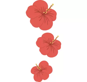 Folie tür mit roten hibiskusblüten - TenStickers