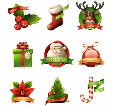 Sticker Set Weihnachten 3D - TenStickers