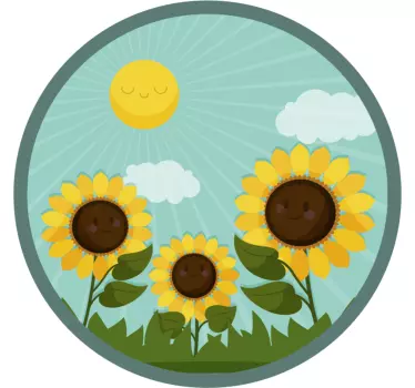 Folie tür mit lächelnden sonnenblumen design - TenStickers