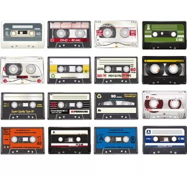 Retro Wandtattoo Kassettensammlung - TenStickers