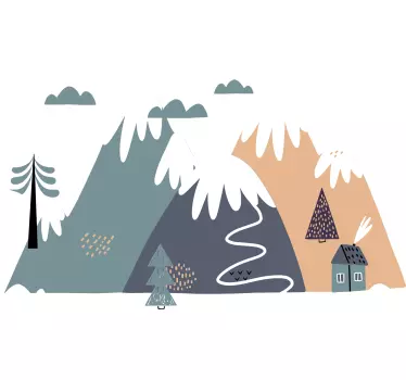Kinderzimmer gezeichnete Berglandschaft Wandtattoo Berge - TenStickers