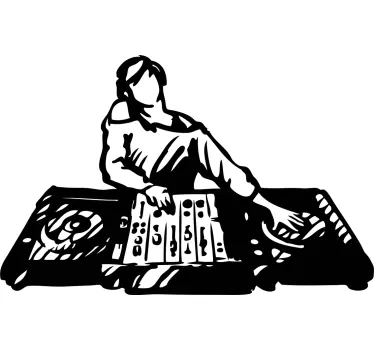 Wandtattoos Jugendzimmer Handgezeichneter dj, der musik spielt - TenStickers