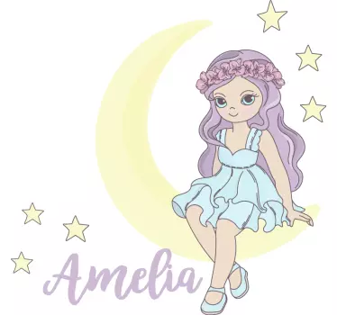 Wandtattoo kinderzimmer süßes mondmädchen - TenStickers