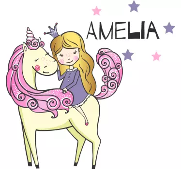 Wandtattoo kinderzimmer mädchen und einhorn - TenStickers