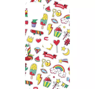 Sticker iphone mit lustigen einhornmustern - TenStickers