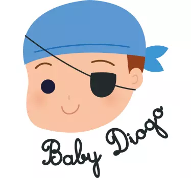 Wandtattoo Zeichnung piratenbaby mit namen - TenStickers