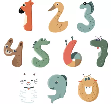 Aufkleber Mülltonne Cartoon-tierzahlen - TenStickers