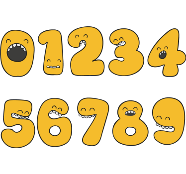 Aufkleber Mülltonne Glückliche cartoon-zahlen - TenStickers