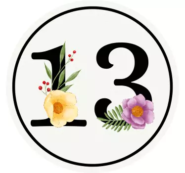 Aufkleber Mülltonne Schwarze zahlen mit blumen - TenStickers