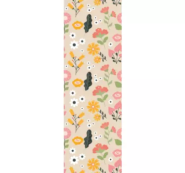 Folie Kühlschrank beiges blumenmuster - TenStickers