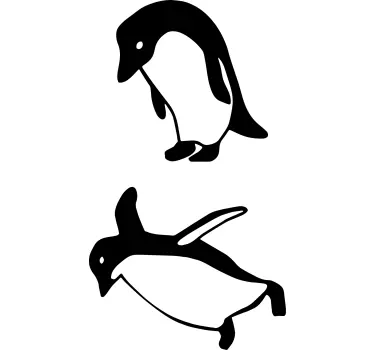 Folie kühlschrank verspieltes pinguin duo - TenStickers