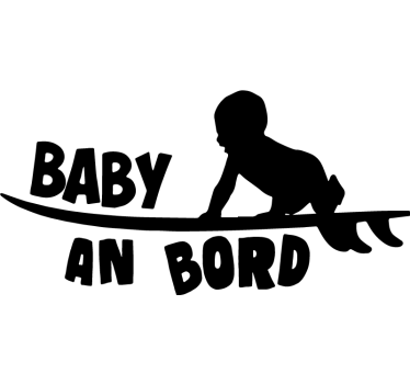 Baby Surfbrett Silhouette Baby on Board Aufkleber - TenStickers