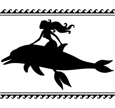 Folie duschkabine meerjungfrau auf delphin - TenStickers