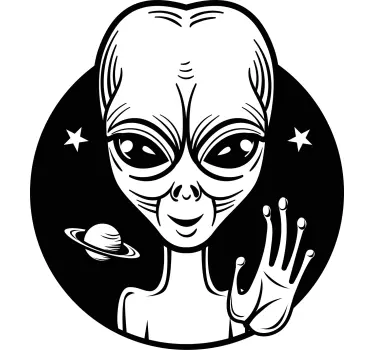 Aufkleber Auto Süße schwarz-weiße alien winken - TenStickers