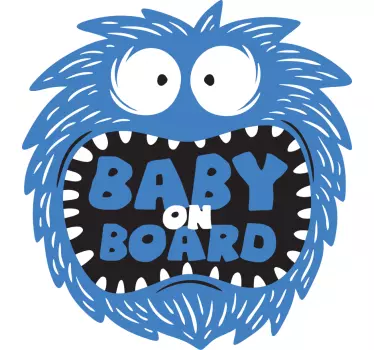Baby on board aufkleber mit fuzzy blauem charakter - TenStickers