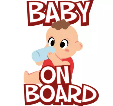 Baby on board aufkleber süßes baby mit flasche - TenStickers