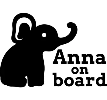 Baby on board aufkleber elefant personalisierungsoption - TenStickers