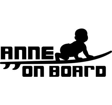 Baby on board aufkleber mit surfende silhouette - TenStickers