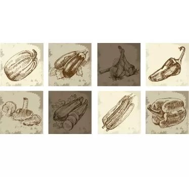 Fliesen Aufkleber vintage Gemüse - TenStickers