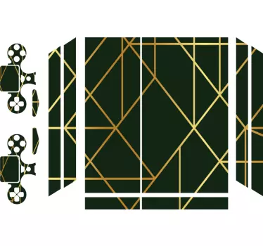 PS4 Skin Grüne textur mit goldenem linienmuster - TenStickers