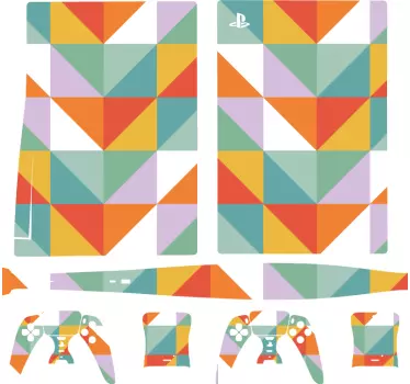 PS5 Skin lebendiges dreieckiges muster - TenStickers