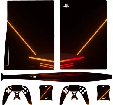 PS5 Skin Schwarz mit roten lichtern futuristisch - TenStickers