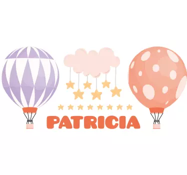 Wandtattoo Kinderzimmer bunte luftballons mit namen - TenStickers