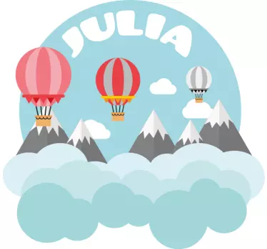 Wandtattoo Kinderzimmer berge und ballon mit namen - TenStickers