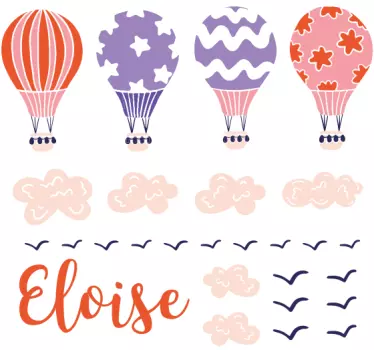 Wandtattoo Kinderzimmer lebendige luftballons mit namen - TenStickers