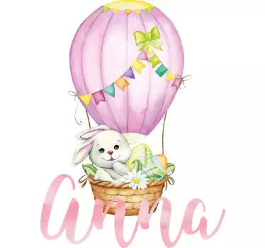 Wandtattoo Kinderzimmer weißer hase mit namen - TenStickers