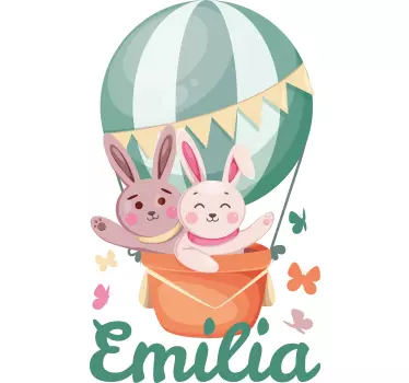 Wandtattoo Kinderzimmer benutzerdefinierte hasen im ballon - TenStickers