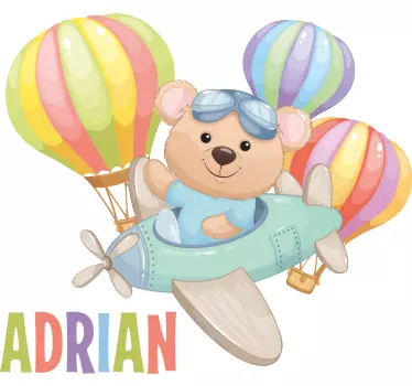 Wandtattoo Kinderzimmer pilot bär abenteuer - TenStickers