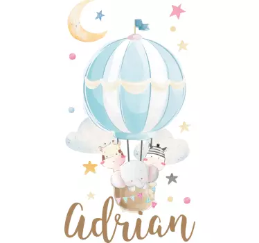 Wandtattoo Schlafzimmer Heißluftballon mit Namen - TenStickers