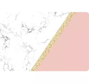 Laptop Sticker Weißer marmor mit rosa und goldenen formen - TenStickers