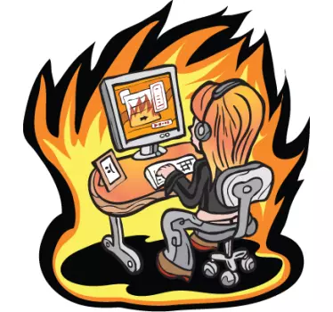 Laptop Aufkleber Informatiker in Flammen - TenStickers