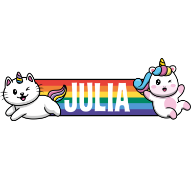 Regenbogen mit Einhorn und Katze Fahrrad Aufkleber - TenStickers