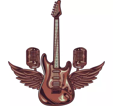 Wandtattoo Musik gitarre und mikrofone - TenStickers