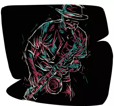 Wandtattoo Abstrakter jazz-saxophonspieler - TenStickers