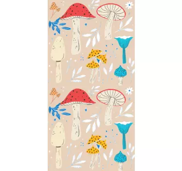 Folie kühlschrank mit pilzblumenmuster - TenStickers