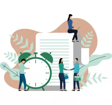 Wandtattoo Uhr zusammenarbeit und zeit - TenStickers