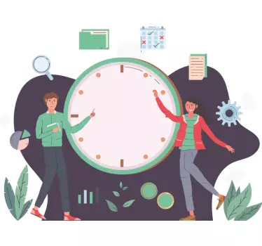 Wandtattoo Uhr teamwork-illustration - TenStickers