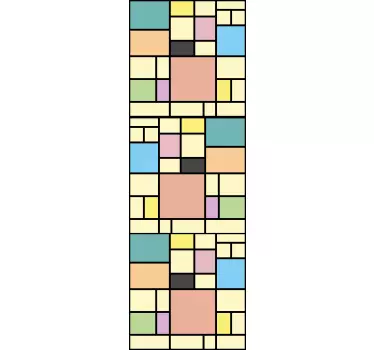 Folie Tür mondrian-blöcke-muster - TenStickers