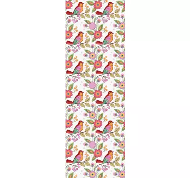 Folie Kühlschrank bunte blumenvögel - TenStickers