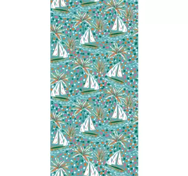 Folie kühlschrank yachten und palmen - TenStickers