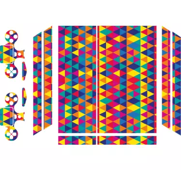 PS4 Aufkleber buntes dreieckmuster - TenStickers