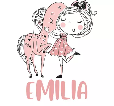 Wandtattoo Kinderzimmer mädchen mit pony und namen - TenStickers