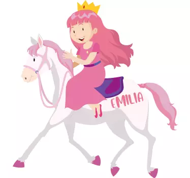 Wandtattoo kinderzimmer prinzessin auf einhorn mit namen - TenStickers