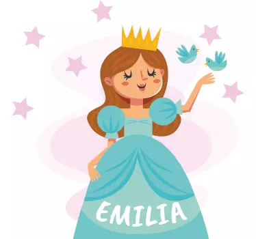 Wandtattoo Kinderzimmer blaue prinzessin mit namen - TenStickers