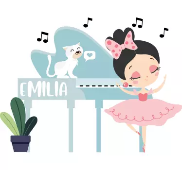 Wandtattoo Kinderzimmer ballettkatzenmädchen mit namen - TenStickers