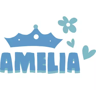 Wandtattoo Kinderzimmer krone mit herz und namen - TenStickers